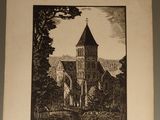 une photo d'une photo d'une église accrochée au mur