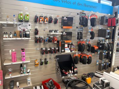 a display of cell phones and other electronics in a store