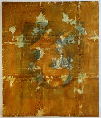 an image of a painting on a white wall with a brown background