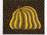 an image of a painting of a pumpkin on a black and yellow background