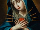 an image of a painting of a woman holding a red apple