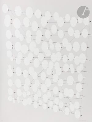 a white and black drawing of a bunch of dots