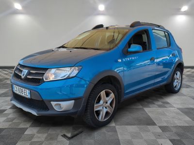 a picture of a blue dacia parked in a garage