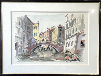 Albert JAFFRE (XXe). Venise, Ponte Nuovo.