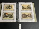 an old photo album with pictures of old buildings and people
