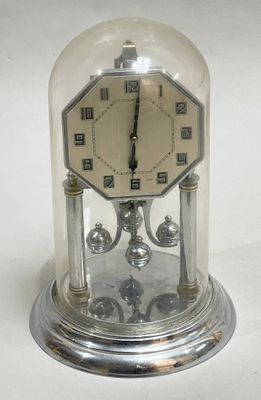 a glass dome with a clock inside of it