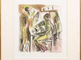 tableau représentant un homme et une femme assis à une table devant un miroir