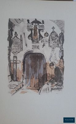 a picture of a drawing of a doorway in a building