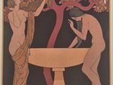 une image représentant un tableau où l'on voit deux femmes devant un arbre