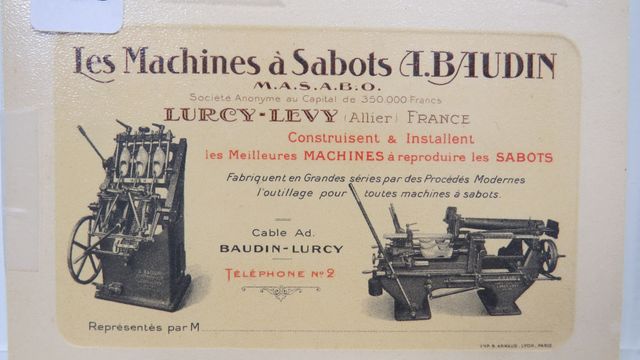 Allier : Lurcy-Lévy. Les Machines à Sabots A. Baudin.Carton publi...