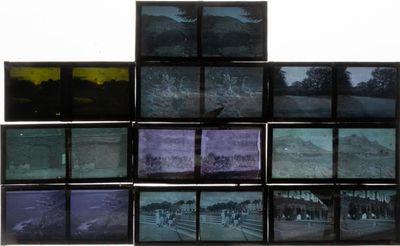 Ensemble de dix plaques diapositives contenues dans une boit…