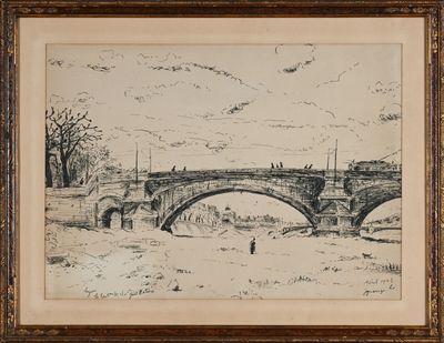 J. GRANGE (XXème siècle) Pont de la Guillotière à Lyon, 1943