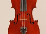 a close up of a violin with a bow on a white background