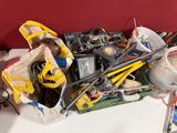 a pile of assorted items sitting on a table