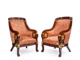 paire de fauteuils français du XIXe siècle, de style Louis XVI, à la manière de Louis II