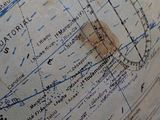 a close up of a globe with a map on it