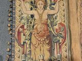 a picture of a tapestry with a woman on it