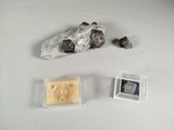 a rock, a rock, and a small piece of wax on a table