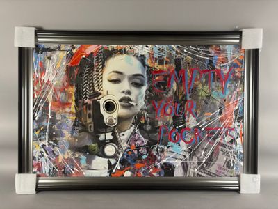 painting of a woman holding a camera in front of her face