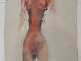 an image of a painting of a woman in a red dress