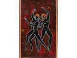 une image représentant un tableau où l'on voit deux personnes danser sur un fond rouge
