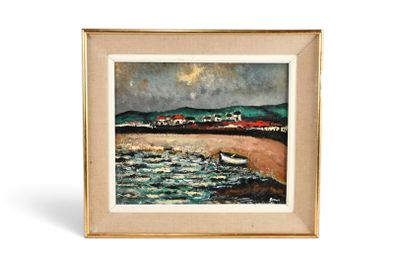 une image d'une peinture représentant un bateau dans l'eau