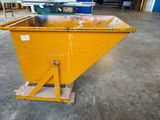 an image of a yellow dumpster sitting on top of a cement floor