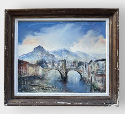 Jean-Louis CARINA (1936-2016) Le vieux pont de Sospel