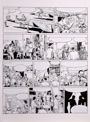 une image représentant une page de bande dessinée sur laquelle figurent plusieurs personnes
