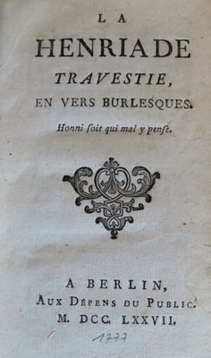 72.	[FOUGERET DE MONBRON].La Henriade travestie en vers burl…