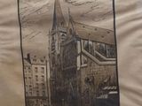 drawing of a church with a steeple on the top of it