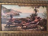 un tableau représentant deux hommes allongés sur une chaise longue