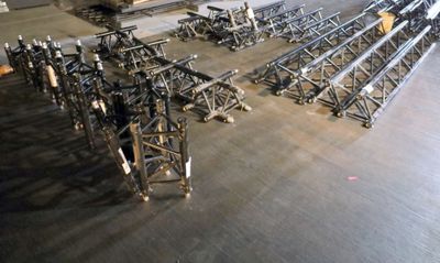 a lot of metal structures that are on the floor