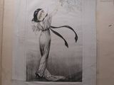 a drawing of a woman holding a flower in her hand