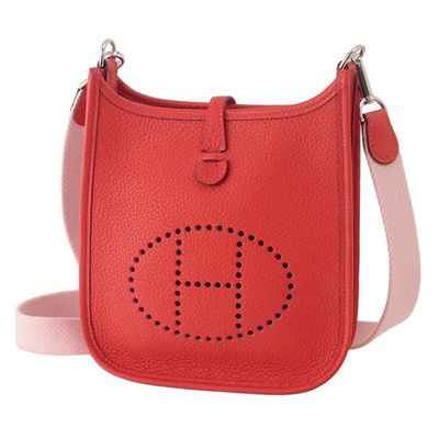 hermes hobo cross body bag in red pebbled leather