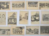 several old photographs of people are displayed on a wall