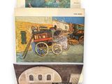 a picture of a picture of a horse drawn carriage and a picture of a man on a horse drawn carriage