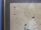 a painting of a man riding a horse with a woman