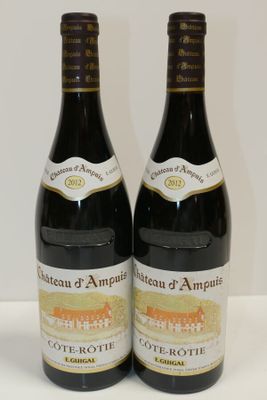 two bottles of wine sitting on a table next to each other