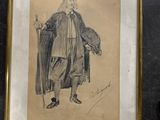 une image représentant le dessin d'un homme en robe tenant une canne