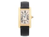 Montre Cartier Tank en or jaune 18 carats avec bracelet en cuir noir