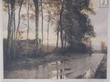 une photo d'un tableau représentant un homme marchant sur une route