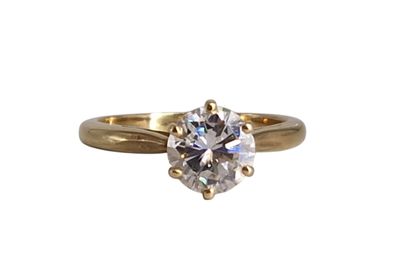 Bague en or sertie d'un diamant de 1,41 carats (Diam. - Photo 1