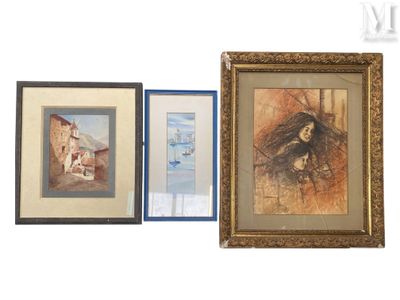 deux tableaux encadrés représentant une femme et un oiseau, accrochés au mur