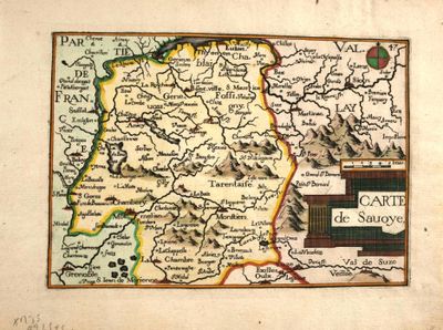 an old map of france with a lot of places on it