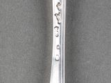 a silver spoon with a handle that has a bird on it