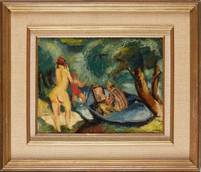 Charles KVAPIL (1884-1958). "Baignade et peinture, la Vénus …