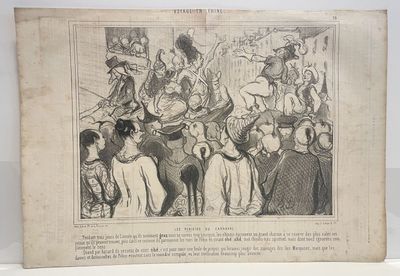 an old book with a drawing of a man on a horse in front of a crowd of people