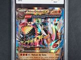 a close up of a card in a plastic case on a table