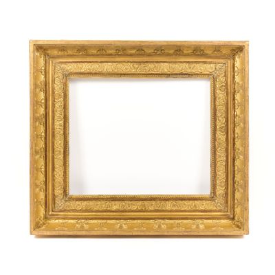 a gold frame with a white background